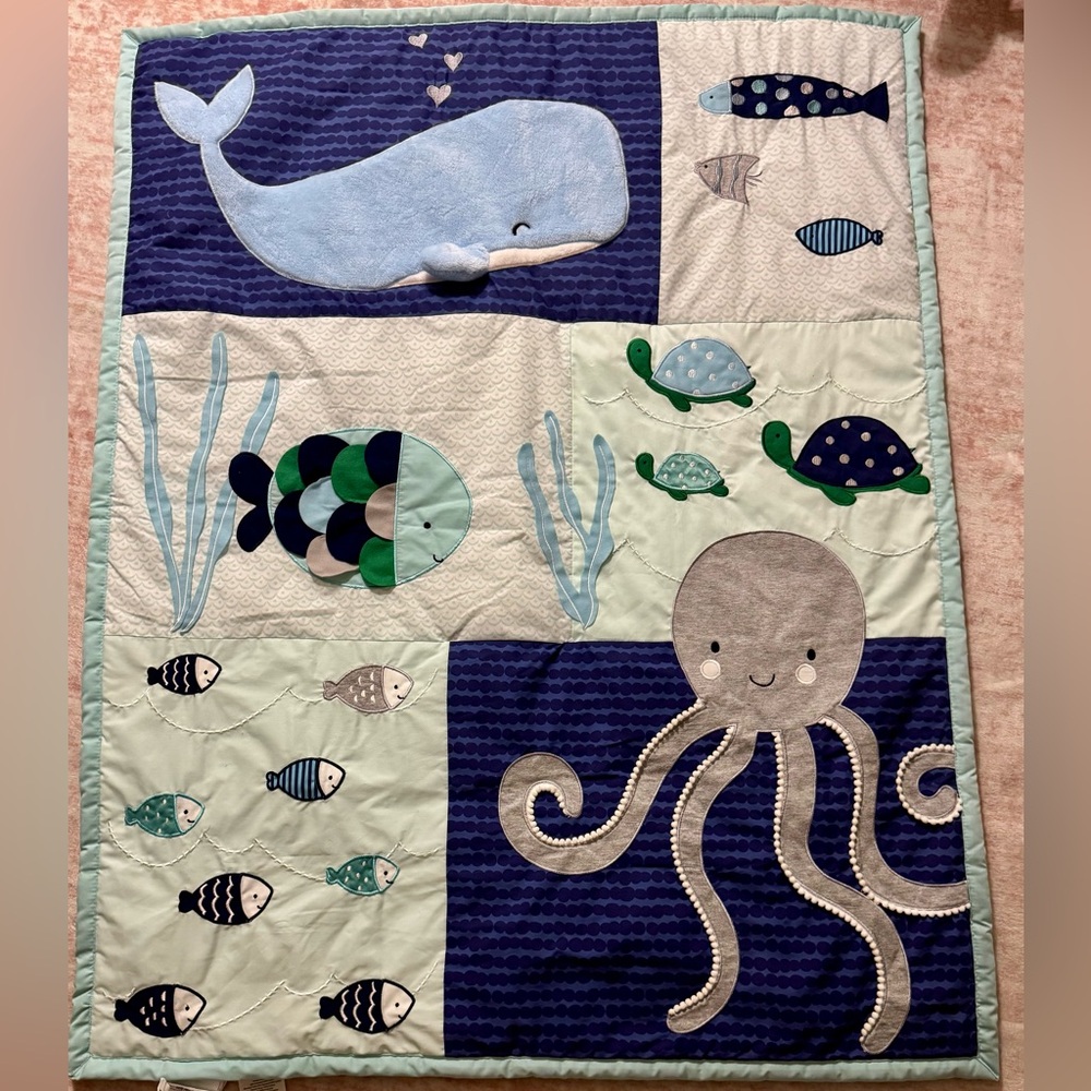 Lambs & Ivy Crib/Toddler Bed Quilt Under the Sea